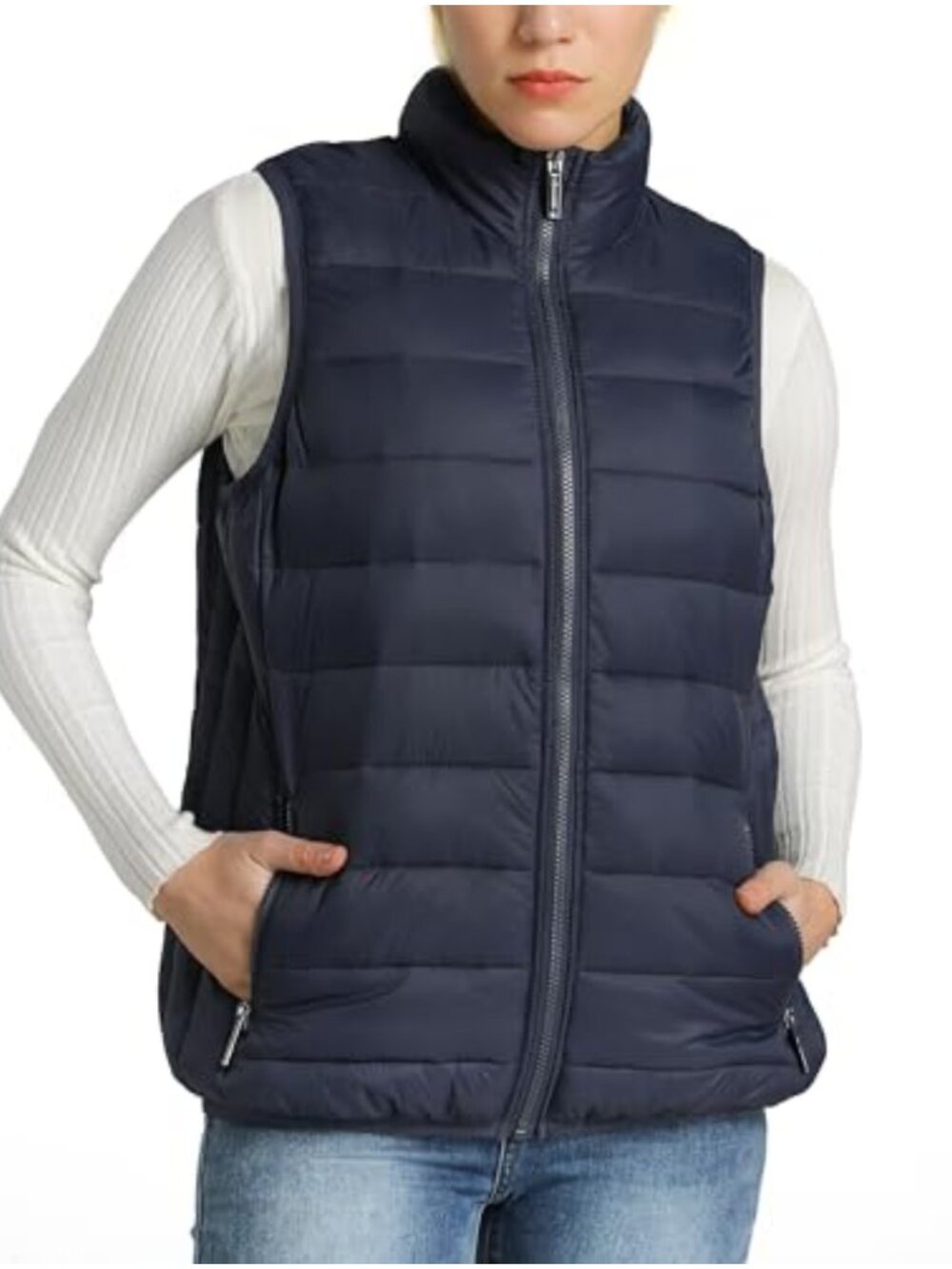 Packable Down Alternative Puffer Vest Lightweight Zip Jacket